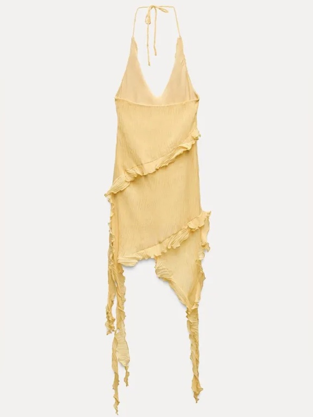 ZARA Asymmetrical Yellow dress with pleats and ruffles S NWT - Picture 5 of 15